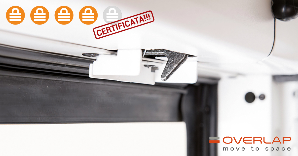 overlap certificata Overlap senza guide al soffitto certificata in classe RC2